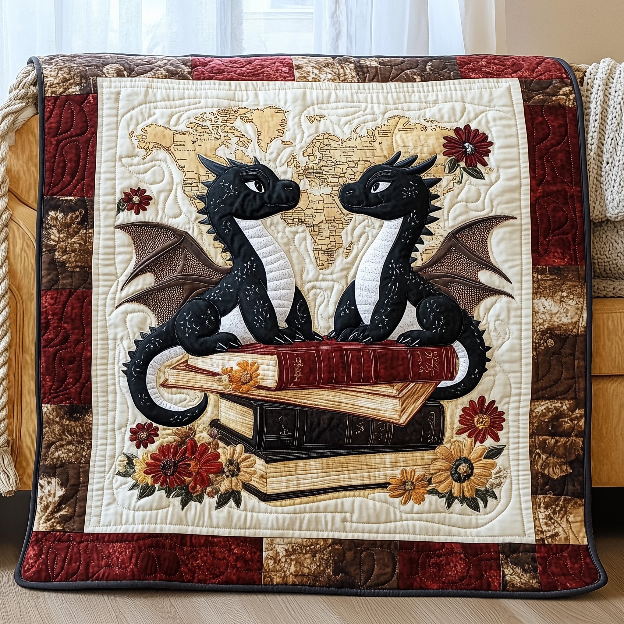 Scholar Dragon Quilted Blanket Cute Soft BlanketBest Gifts For Dragon Lovers