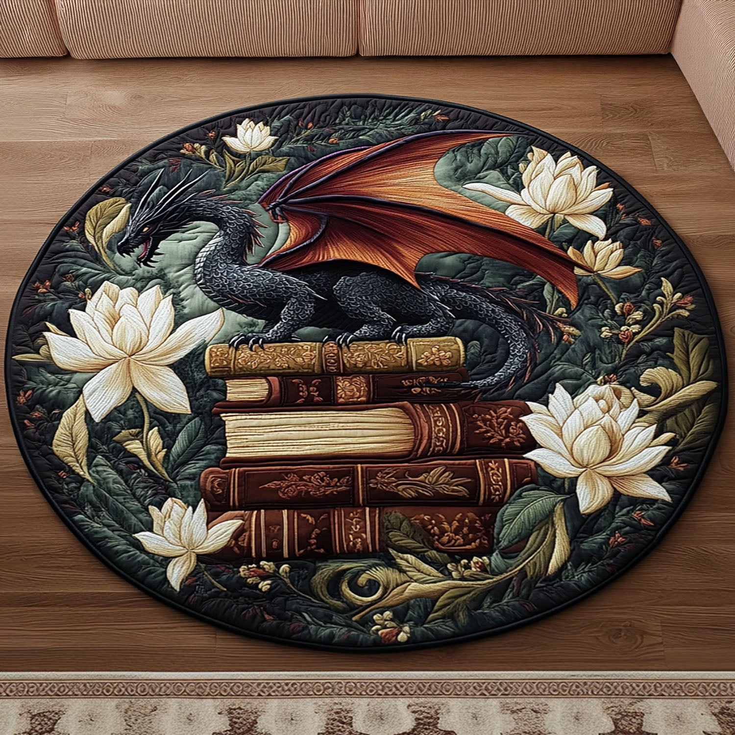 Scholarly Blaze Quilted Round Mat Foyer Decor Ideas Book Lovers Gifts For Brothers
