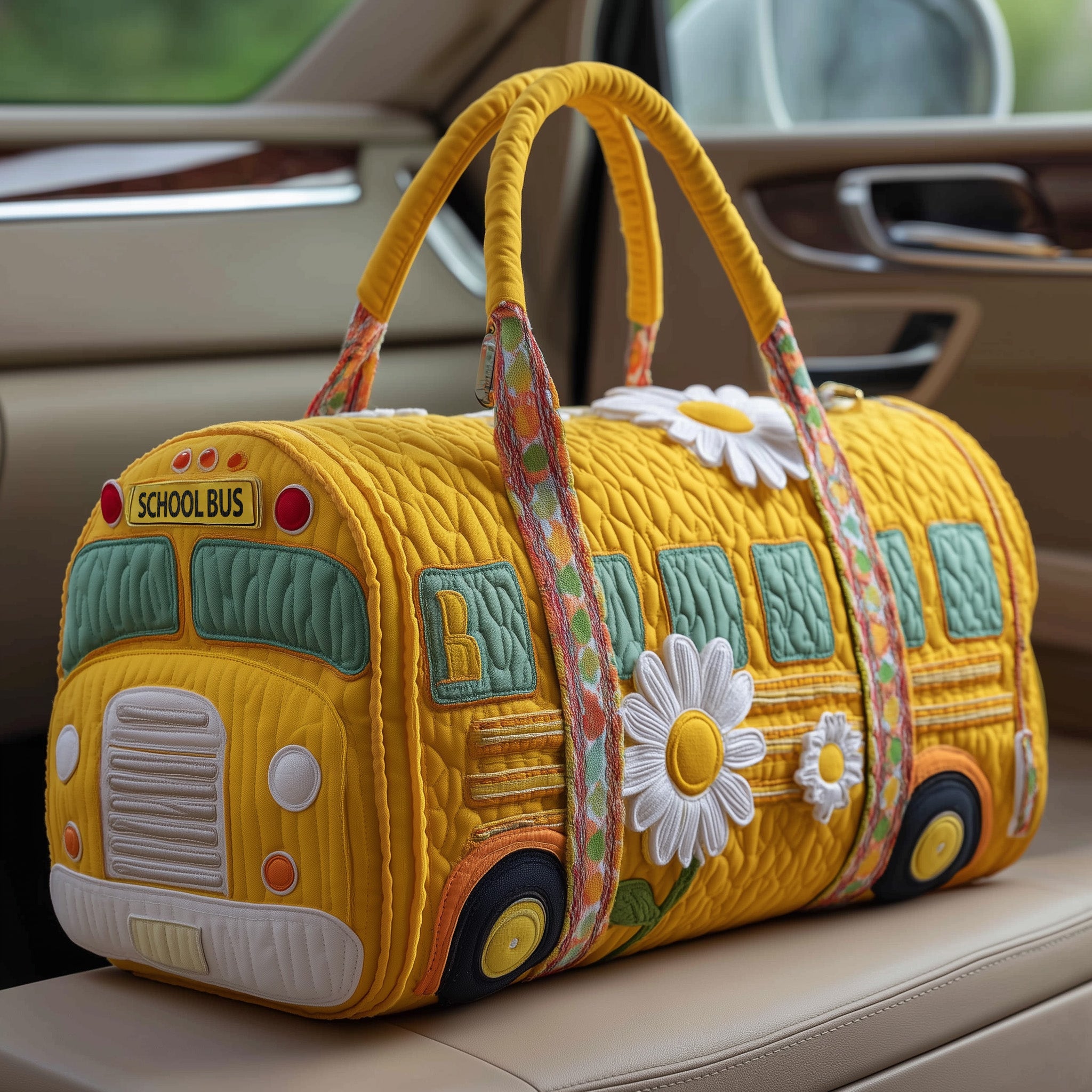School Bus Quilted Duffle Bag Christmas Gift Idea