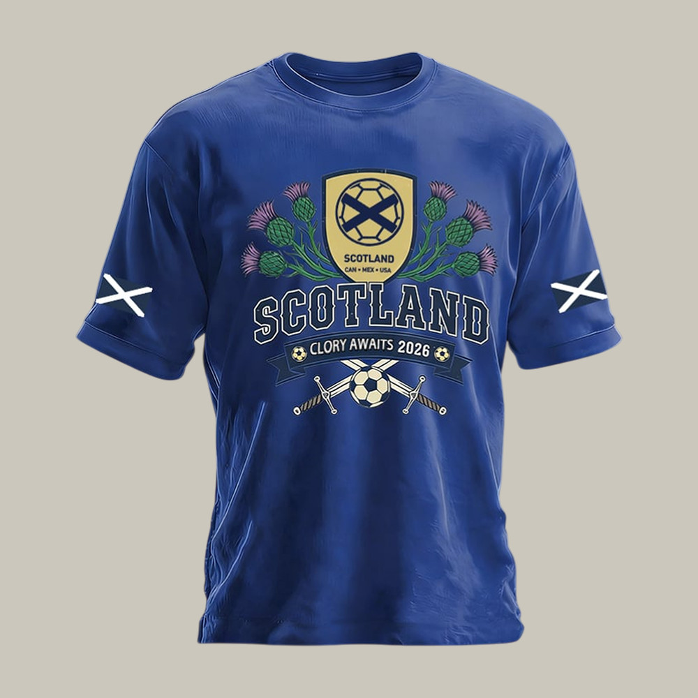 Scotland 2026 FIFA World Cup T-Shirt Flory Awaits 2026 Shirt World Cup Fan Gift
