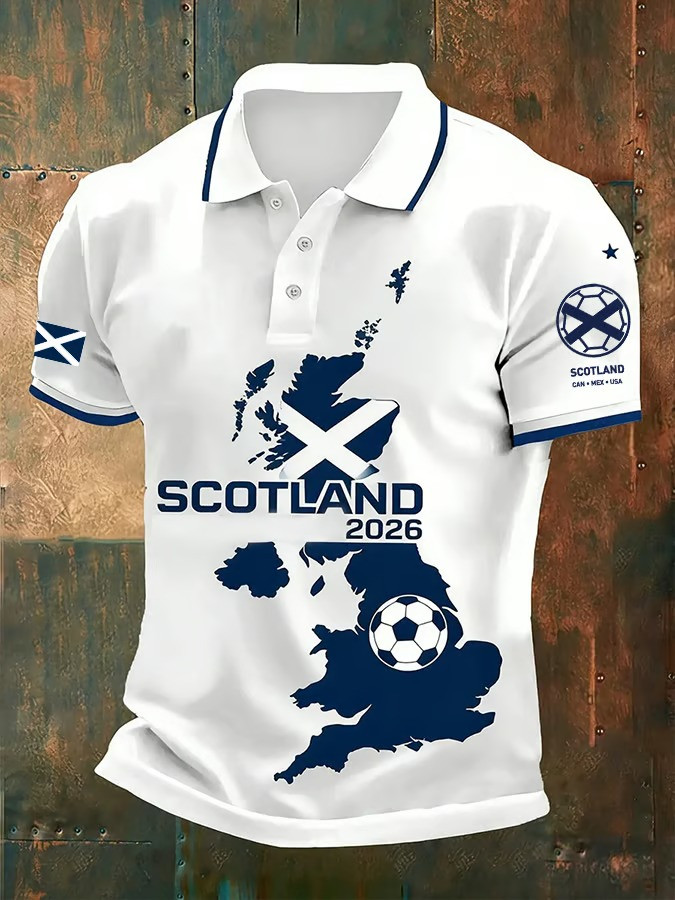 Scotland 2026 World Cup Polo Shirt Soccer Fan Gear Map Flag Best Gift For Tartan Army Fans