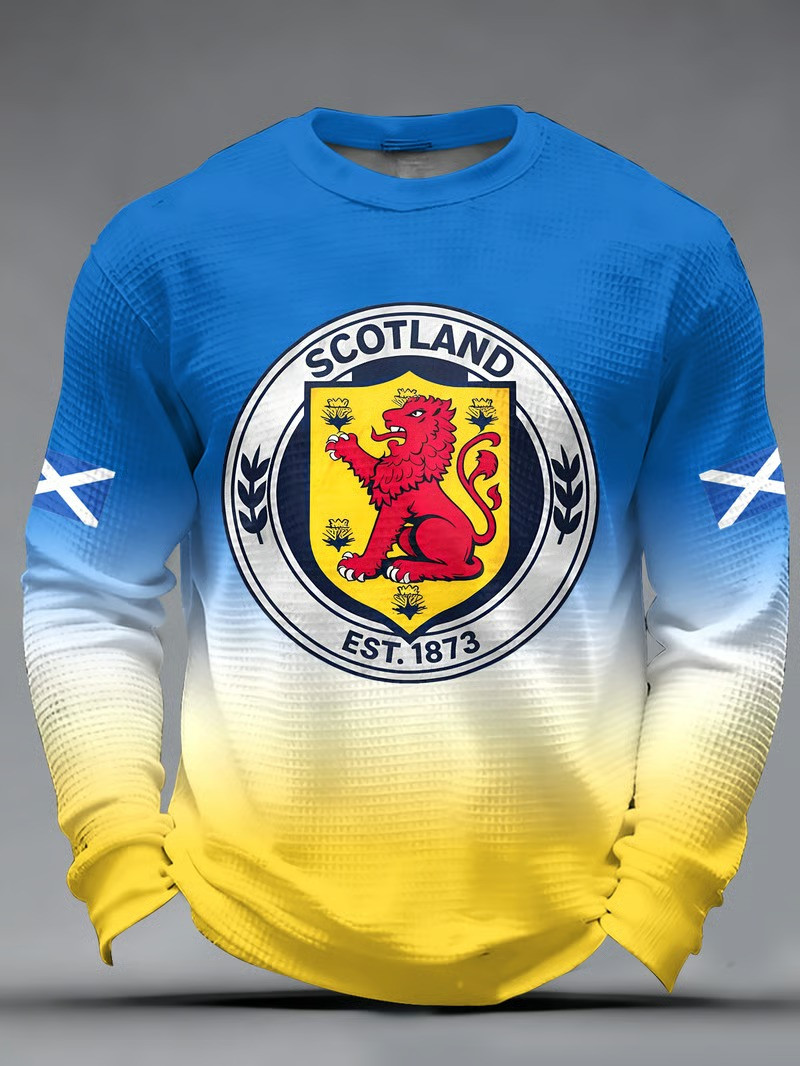 Scotland Est 1873 WC 2026 Long Sleeve Shirt Lion Rampant Gradient Soccer Fan Gear Gift For Men