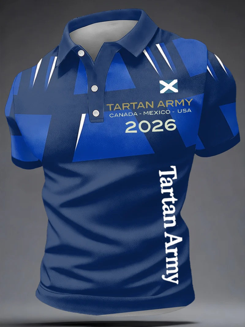 Scotland FIFA World Cup 2026 Polo Shirt Tartan Army Tour Fan Gear Soccer Gift For Men