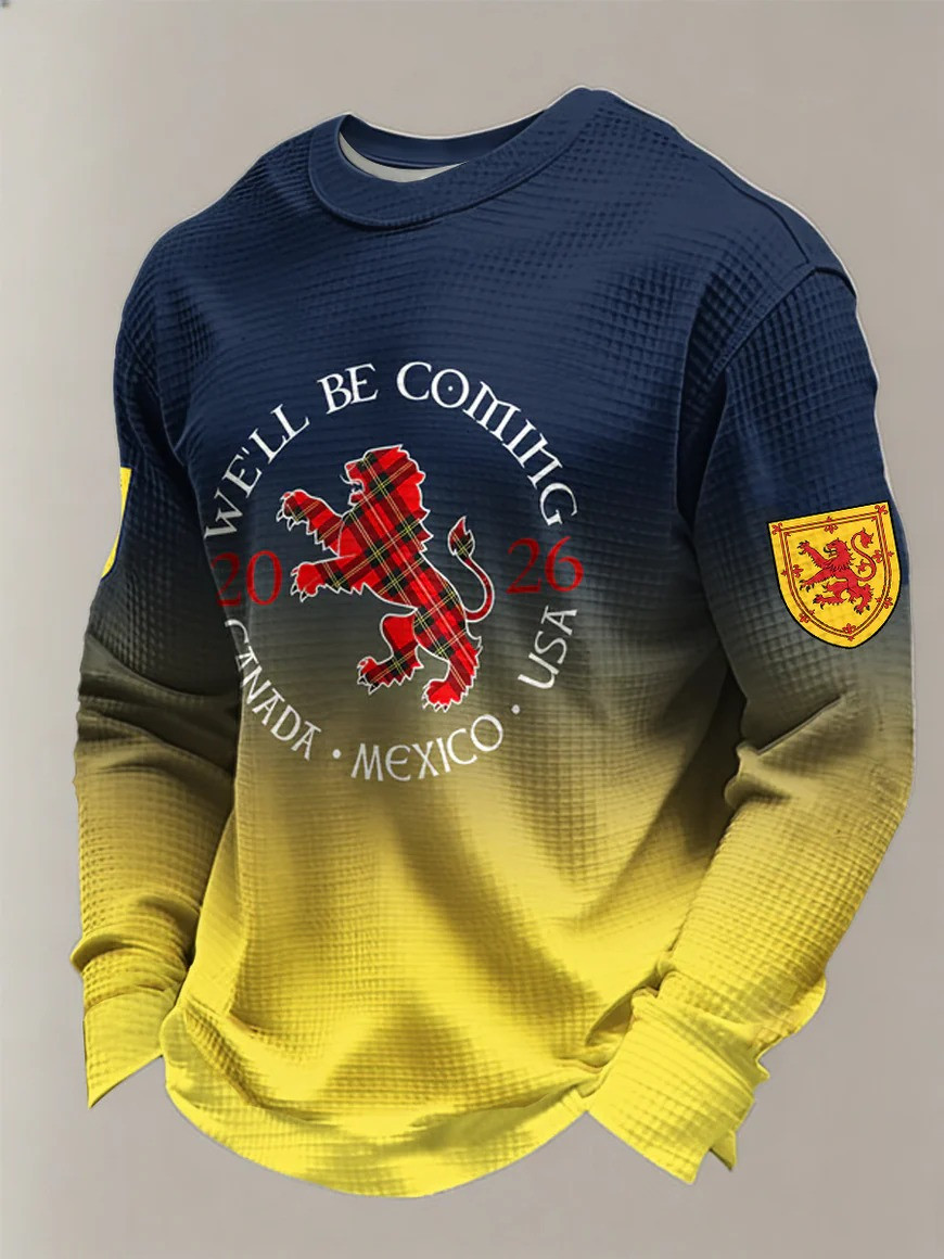 Scotland Football Long Sleeve Shirt We'll Be Coming 2026 Lion Rampant Fan Gear World Cup Gift For Soccer Fans