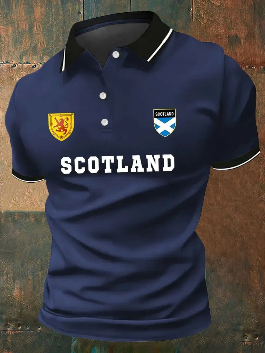 Scotland Football Polo Shirt Lion Rampant Crest Match Day Fan Clothing Best Gift For Scottish Fans