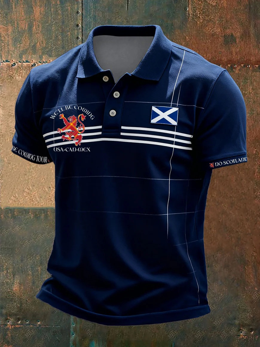 Scotland Football Polo Shirt We'll Be Coming USA Lion Rampant Fan Gear Match Day Gift For Soccer Fans