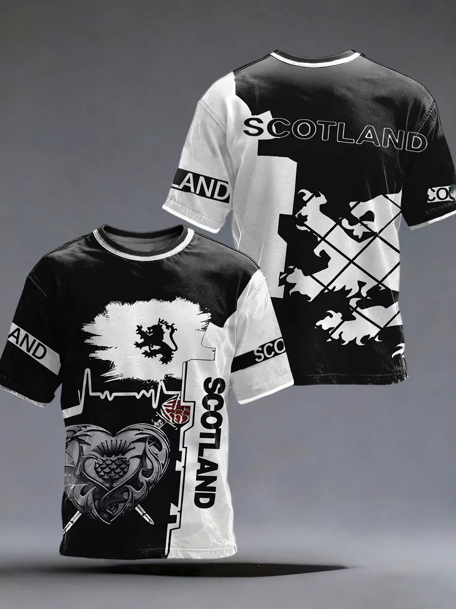 Scotland Lion Heartbeat Thistle T-Shirt Scottish Pride Football Clothing Best Gift For Supporters