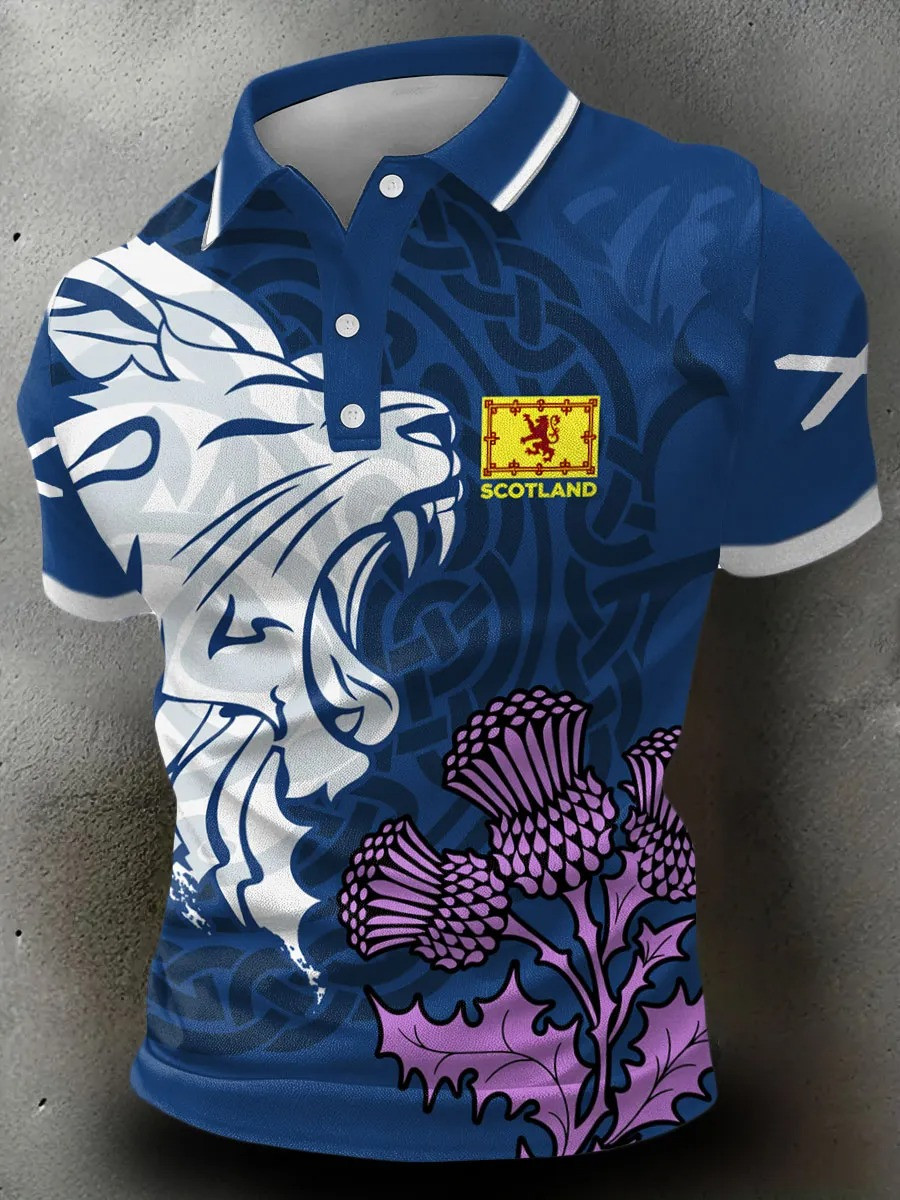 Scotland Lion Rampant Thistle Polo Shirt Scottish Rugby Fan Gear Gift For Supporters
