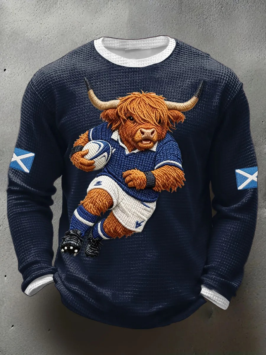Scotland Rugby Highland Cow Long Sleeve Shirt Scottish Saltire Fan Gear Best Gift For Rugby Supporters