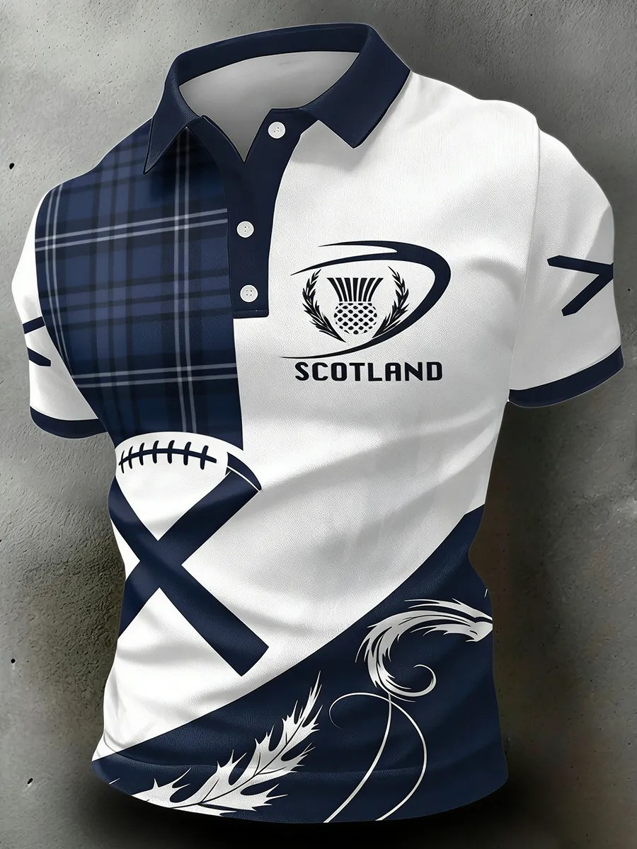 Scotland Rugby Saltire Thistle Polo Shirt Scottish Fan Gear Best Gift For Rugby Fans