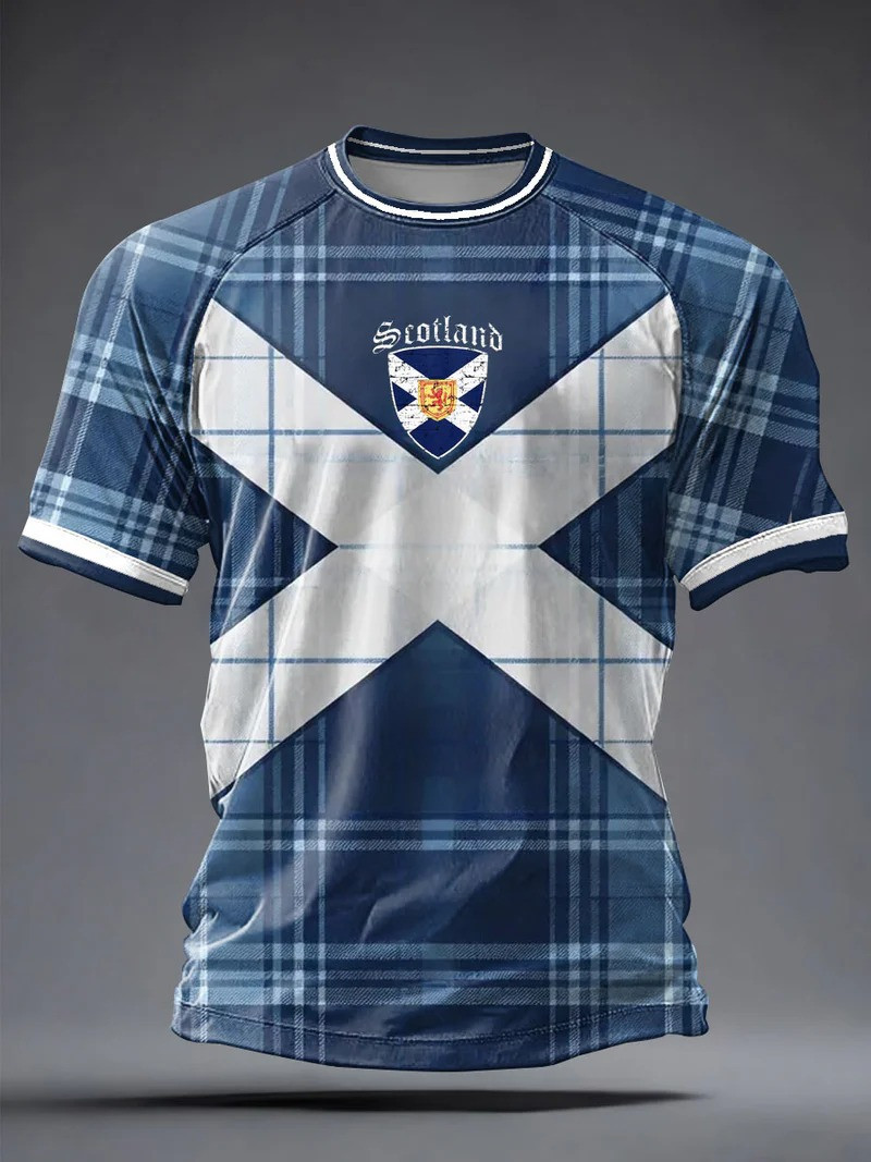 Scotland Saltire Tartan T-Shirt 2026 World Cup Lion Crest Fan Apparel Gift For Scotland Fans