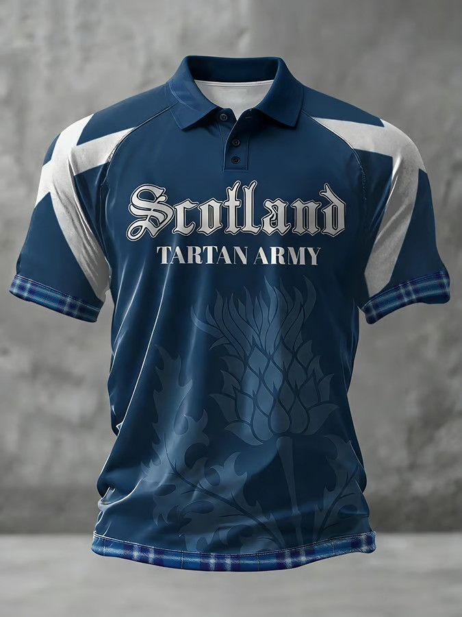 Scotland Tartan Army Polo Shirt World Cup 2026 Soccer Fan Gear Thistle Gift For Scottish Fans