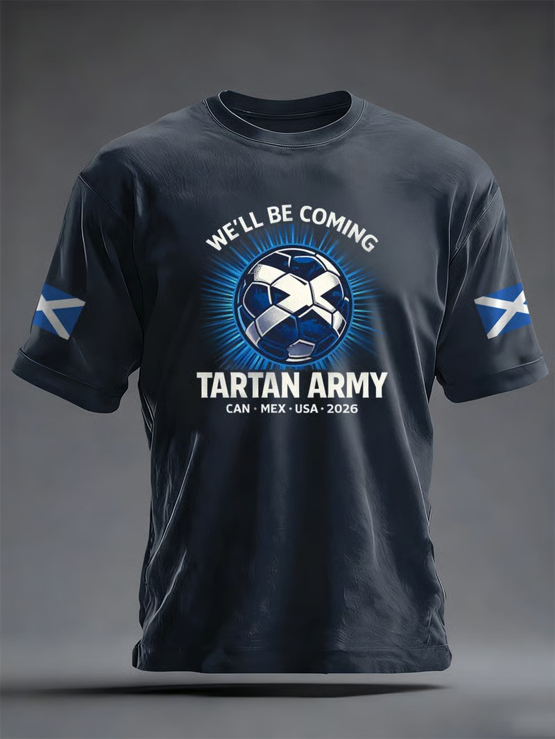 Scotland Tartan Army We'll Be Coming World Cup 2026 T-Shirt Soccer Fan Gear Merch Gift For Fans