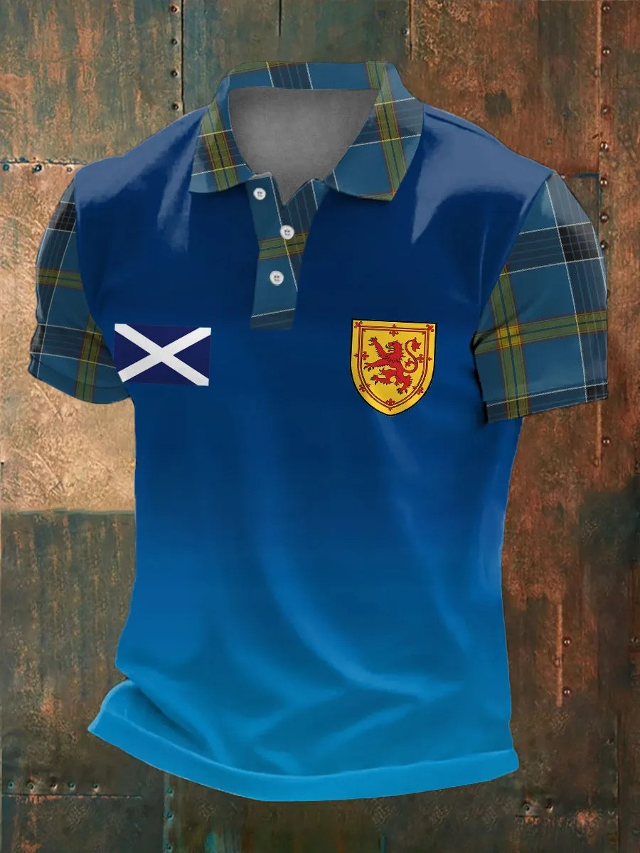 Scotland Tartan Plaid Polo Shirt Lion Rampant Saltire Football Clothing Best Gift For Match Day