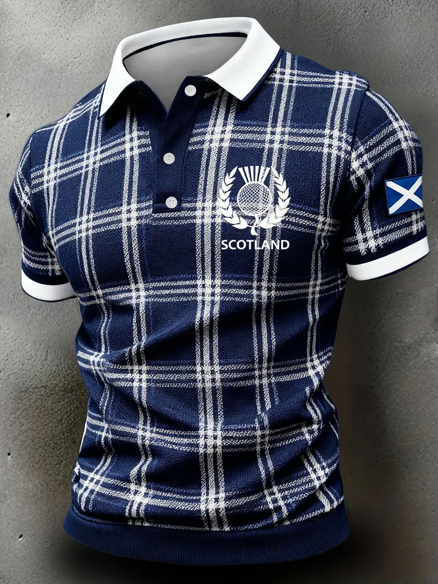 Scotland Tartan Thistle Polo Shirt Scottish Rugby Fan Gear Best Gift For Supporters