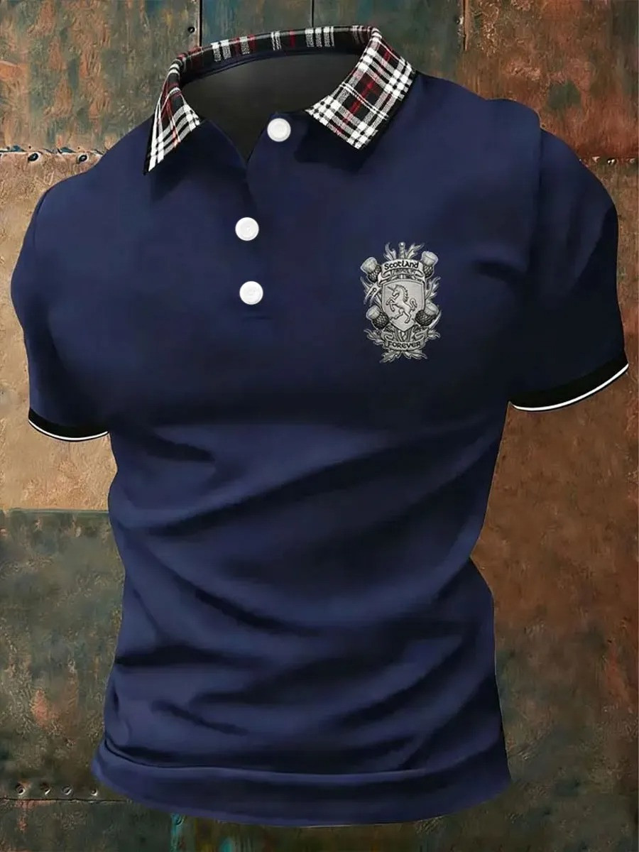 Scotland Thistle Tartan Polo Shirt Scottish Heritage Football Fan Clothing Best Gift For Friends