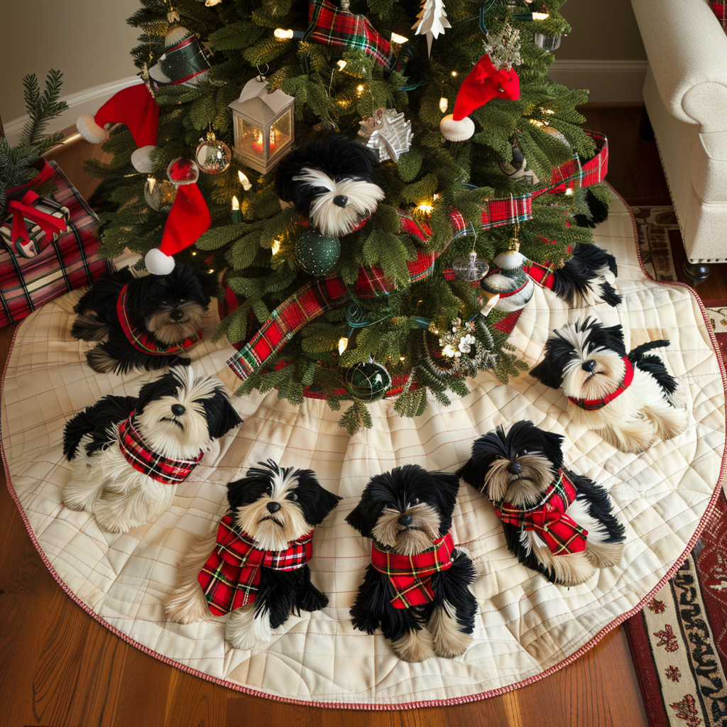Scottie Winter Wonderland Christmas Quilted Tree Skirt Special Holiday Tree Skirt Gift for Newlyweds