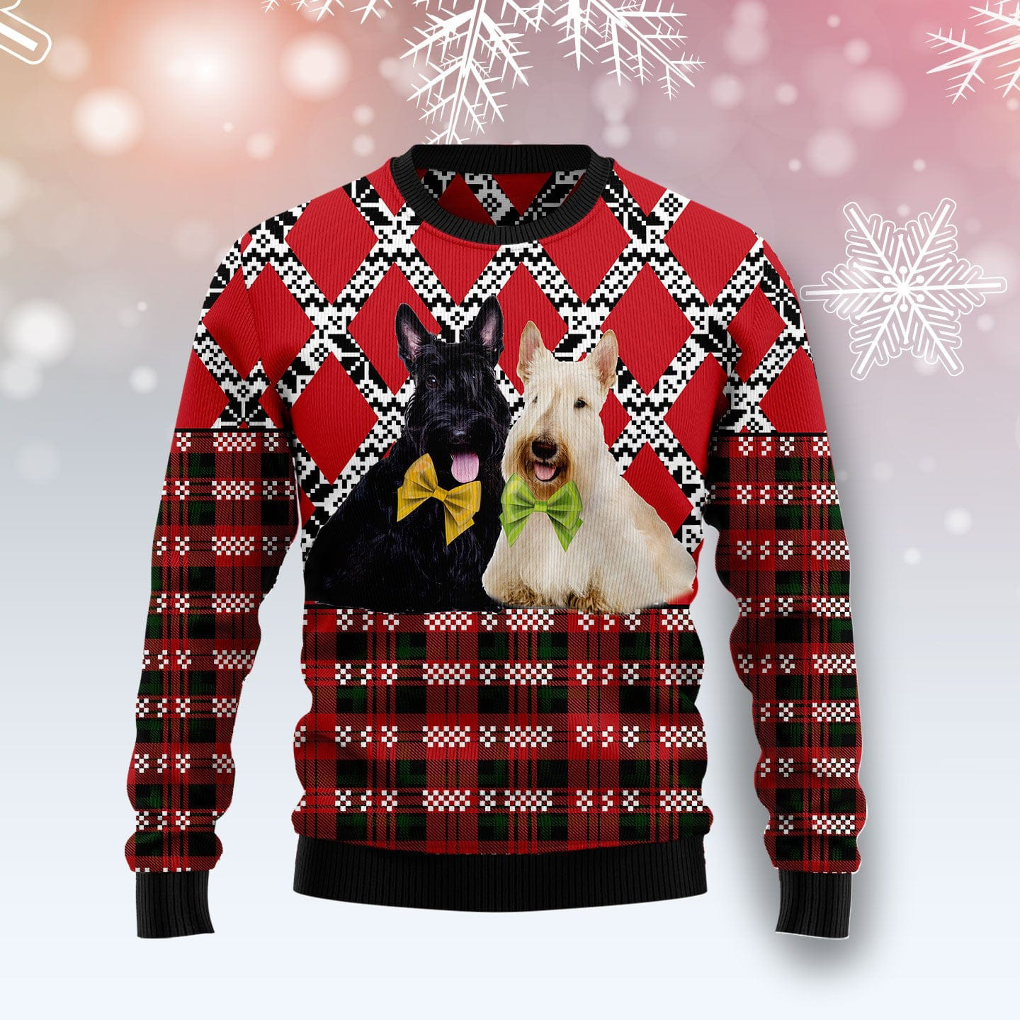 Scottish Terrier Black And White Ugly Christmas Sweater Winter Apparel Dog Christmas Gifts