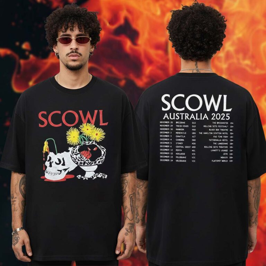 Scowl Merch Australia 2025 Tour Dates T-Shirt Gifts For Rock Band Fans Scowl Merch Australia 2025 Tour Dates T-Shirt Gifts For Rock Band Fans