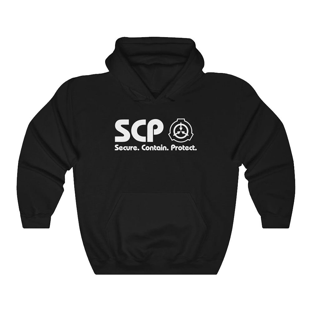 SCP Hoodie SCP White Logo And Slogan Hoodie Secure Contain Protect Merch SCP Hoodie SCP White Logo And Slogan Hoodie Secure Contain Protect Merch