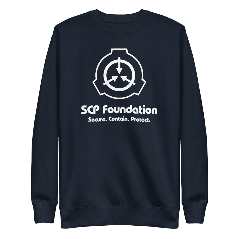 SCP Sweatshirt SCP White Logo And Slogan Sweatshirt Secure Contain Protect Merch