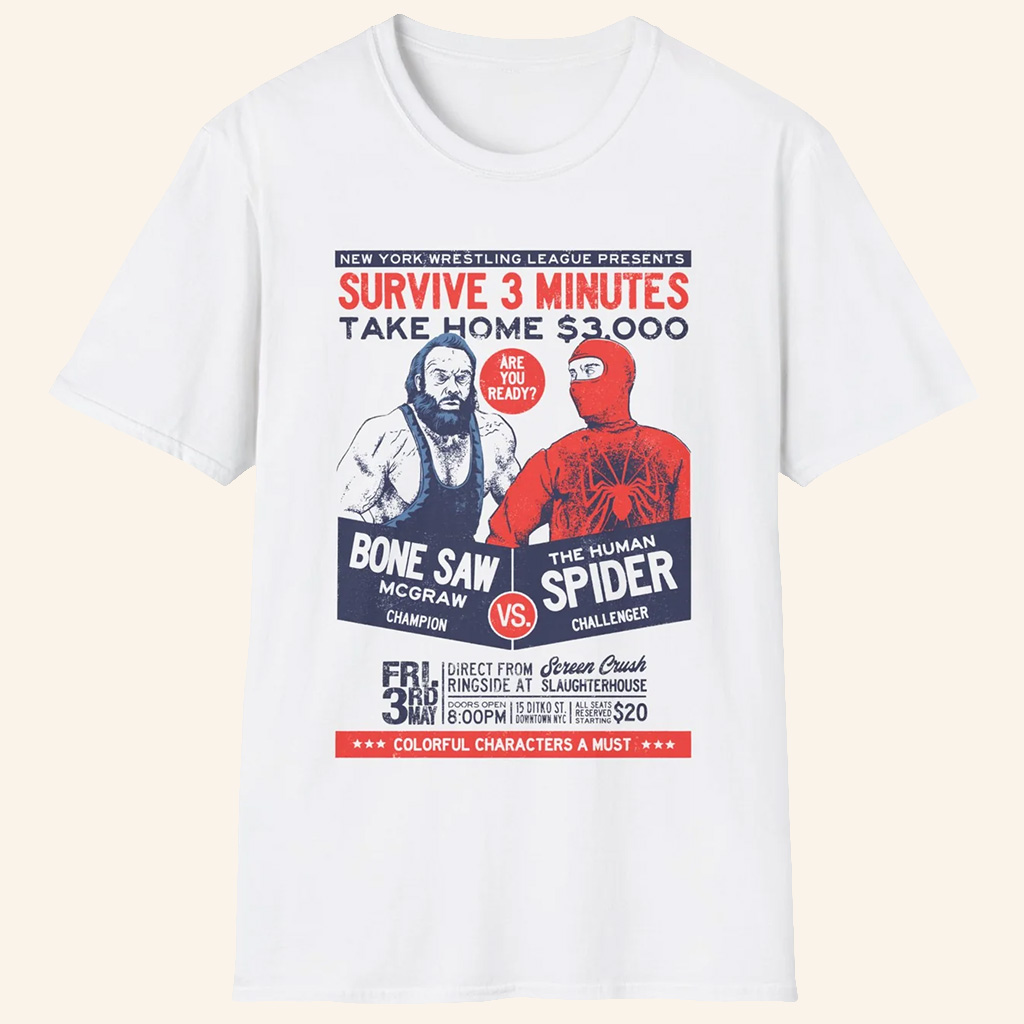 ScreenCrush Merch Bone Saw Wrestling T-Shirt Gifts Ideas For Dad