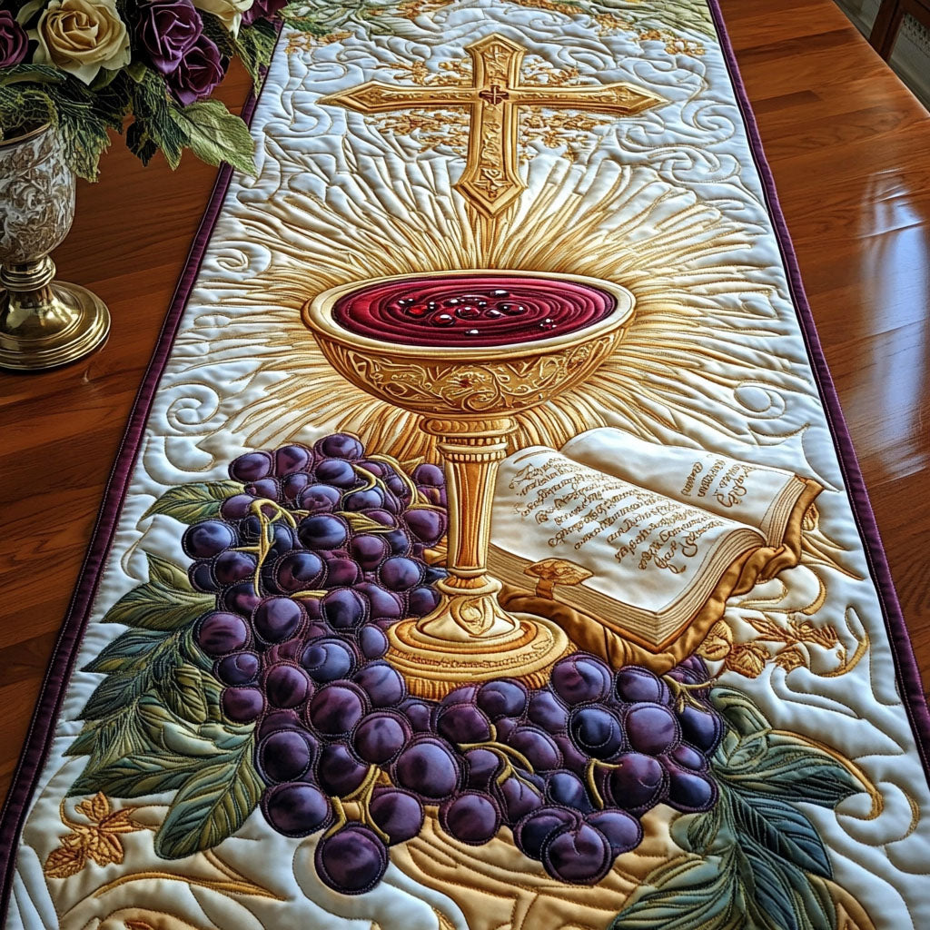 Scripture and Spirit Quilted Table Runner Elegant Christmas Table Runners Best Christian Gifts