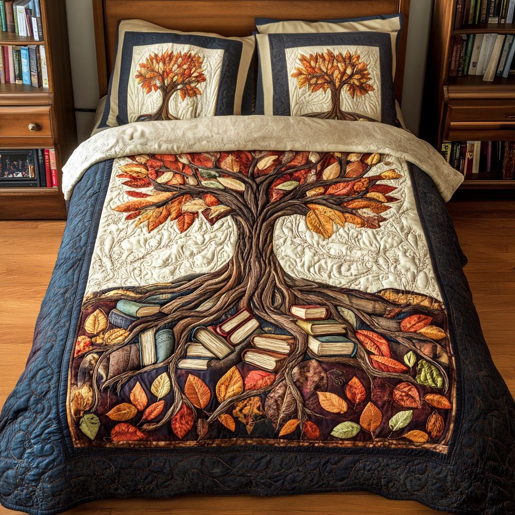 Scroll Softness Quilted Bedding Set Holiday Duvet Cover Set Best Unique Book Gifts