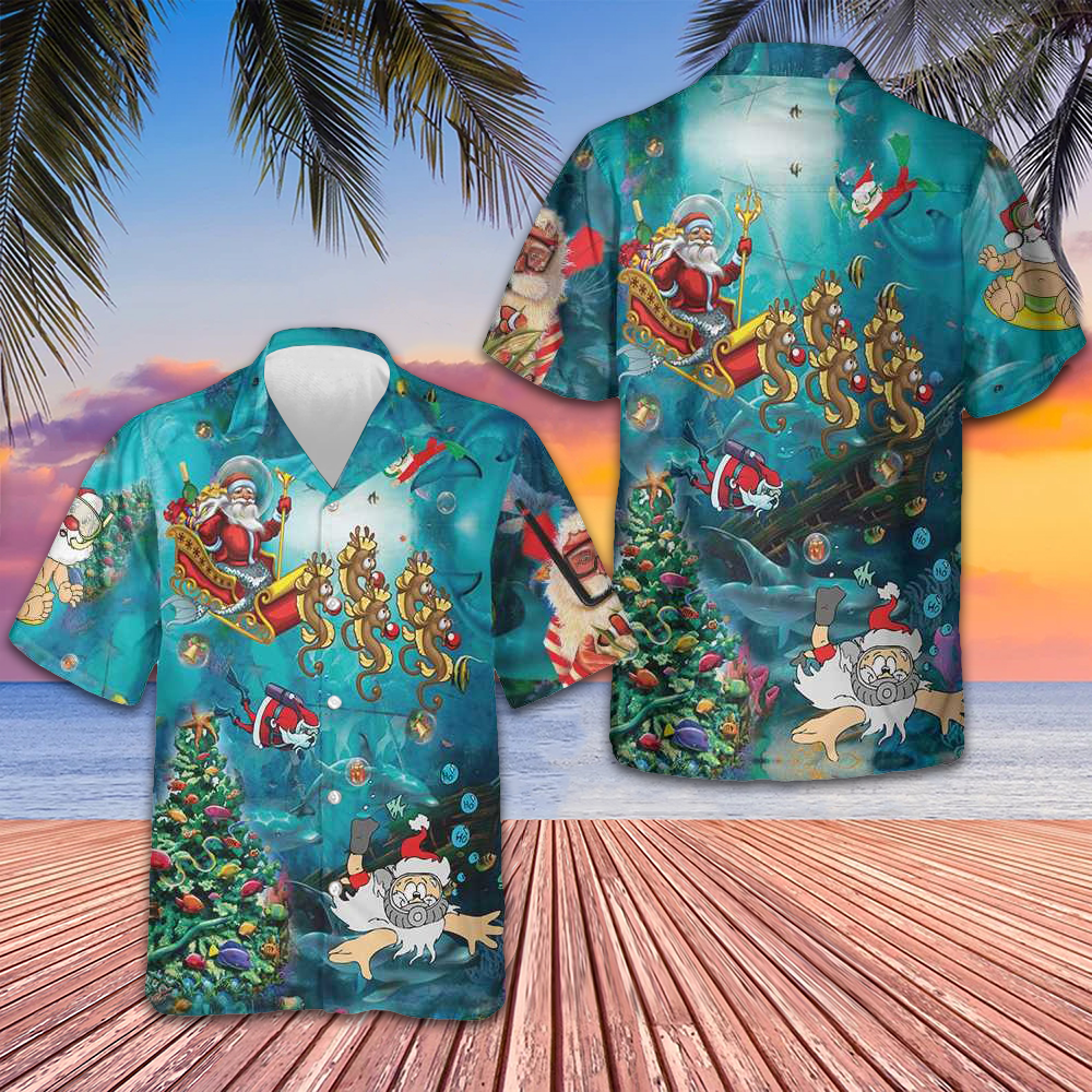 Scuba Diving Santa Claus Hawaiian Shirt Adult Christmas Shirt Gifts For Brother Scuba Diving Santa Claus Hawaiian Shirt Adult Christmas Shirt Gifts For Brother