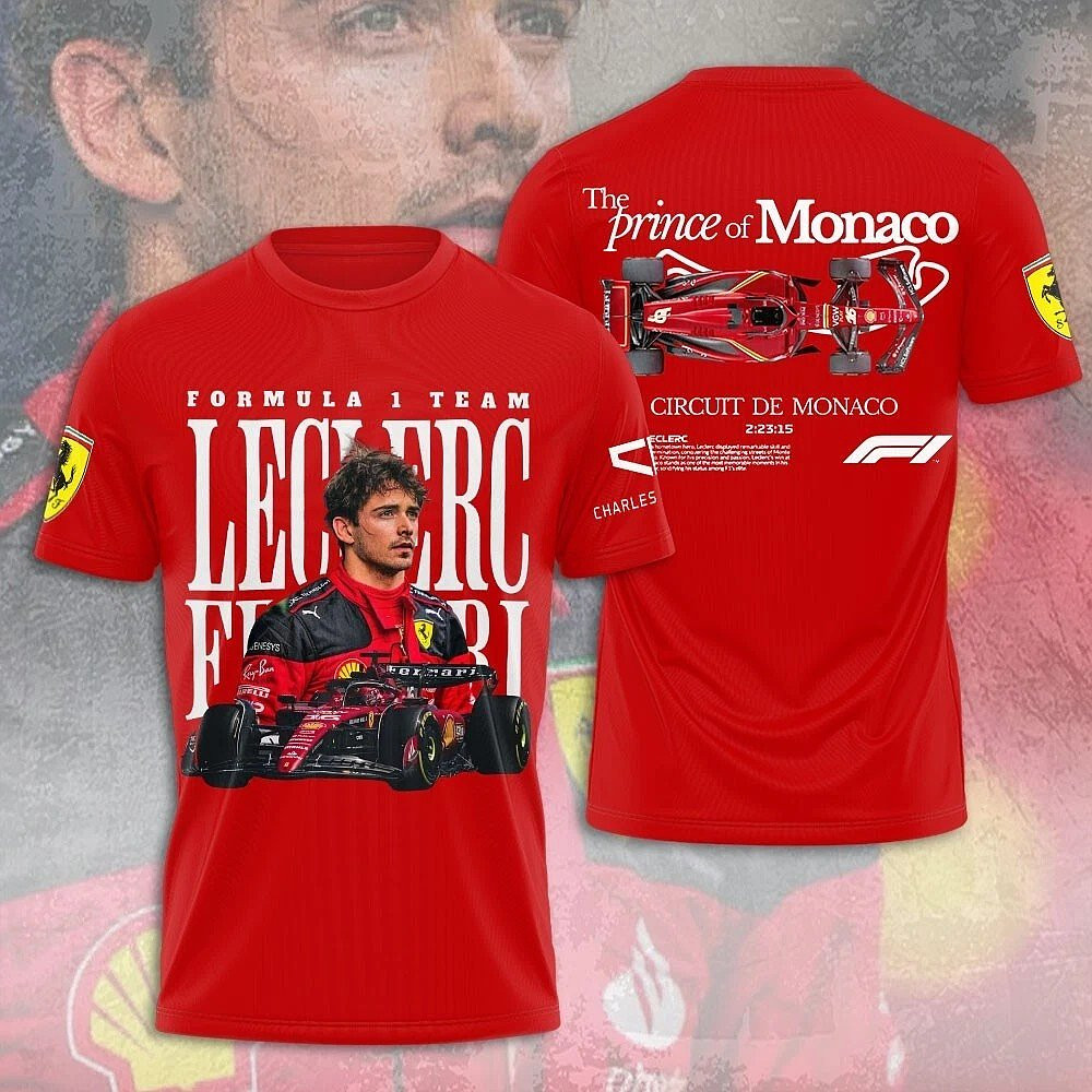 Scudera City Ferari x Charles Leclerc 3D T-Shirt 2025