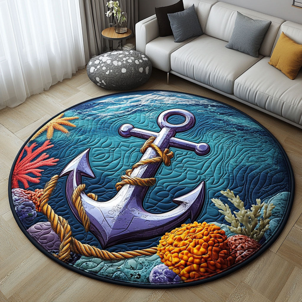 Sea Anchor Charm Quilted Round Mat Christmas Entryway Decor Beach Lover Gifts For Him
