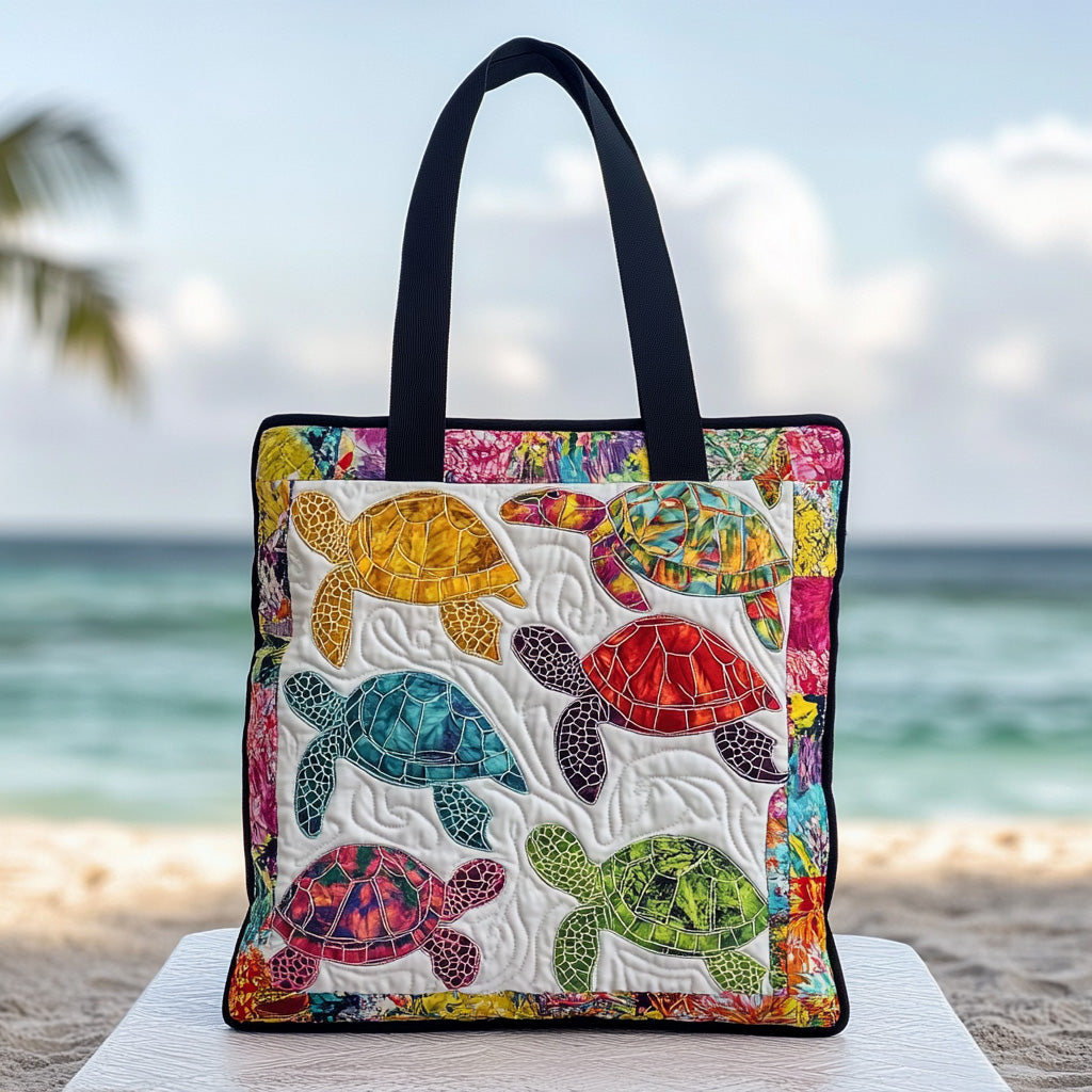 Sea Bloom Quilted Tote Bag Sea Turtle Stuff