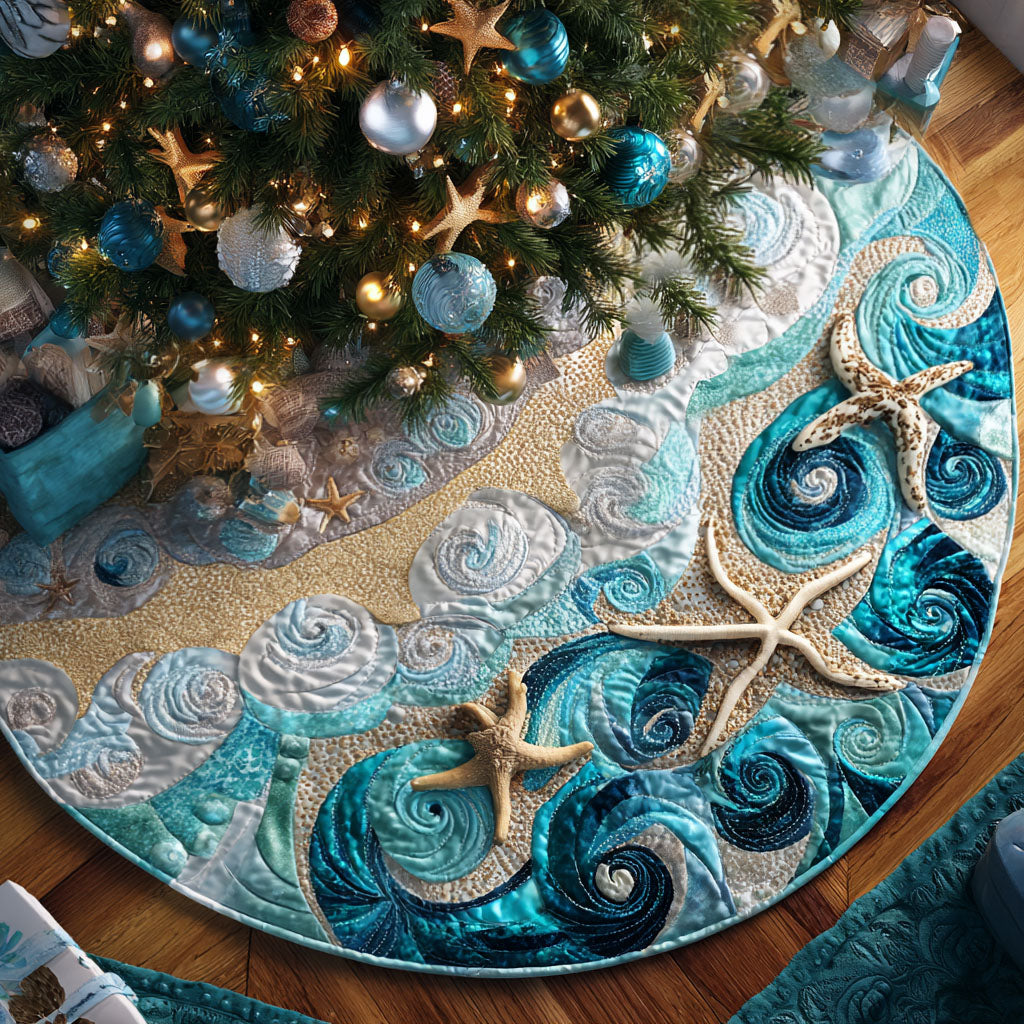 Sea Breeze Christmas Quilted Tree Skirt Xmas Home Decor Christmas Present Ideas