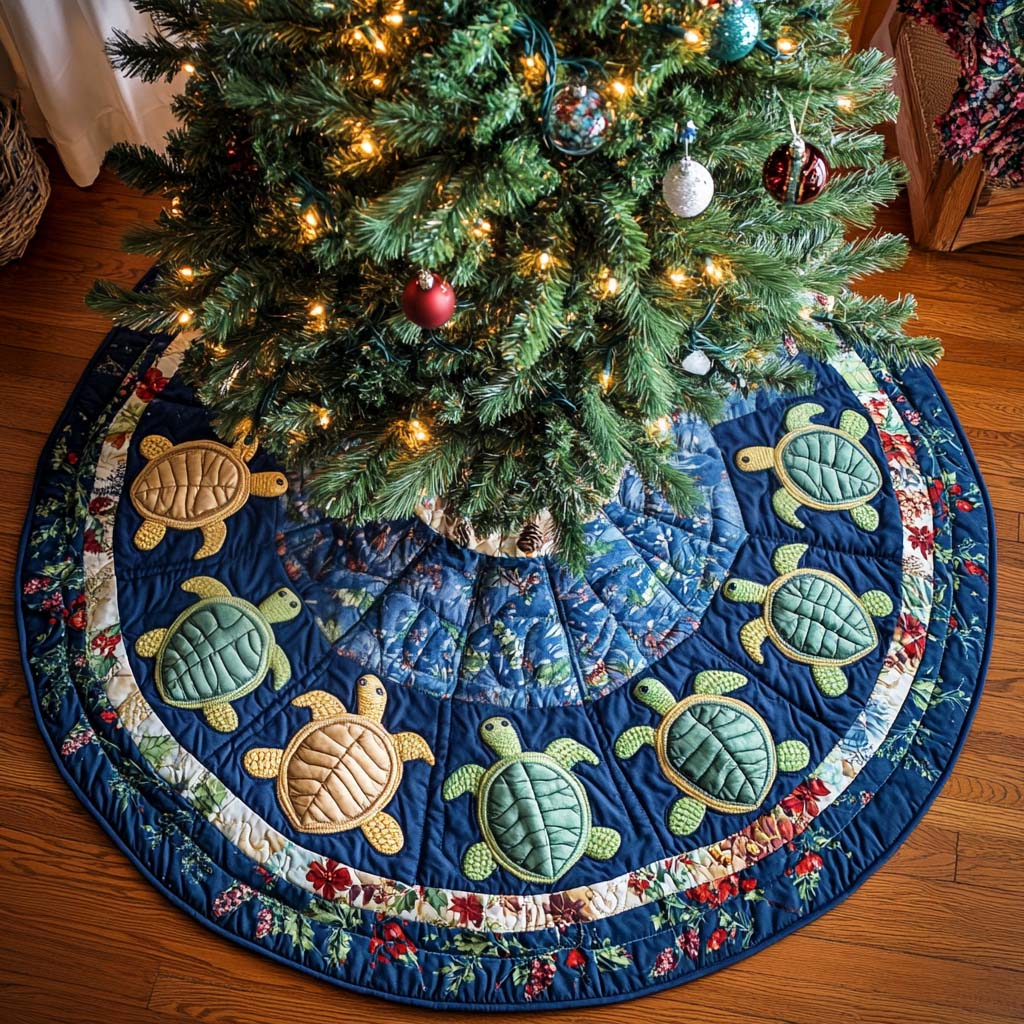 Sea Breeze Gathering Christmas Quilted Tree Skirt Unique Holiday Gift Merch for Family Homes