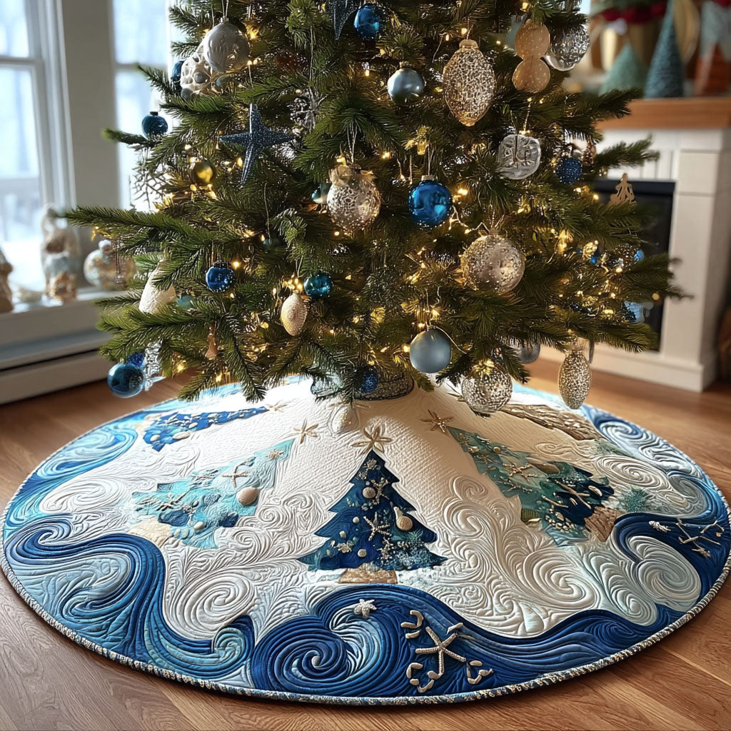 Sea Breeze Holiday Christmas Quilted Tree Skirt Holiday Decor Christmas Presents For Mom