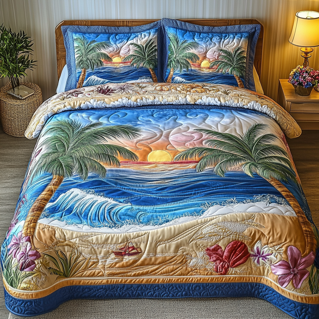 Sea Breeze Quilted Bedding Set Best Comforter Sets Summer Beach Themed Stuff