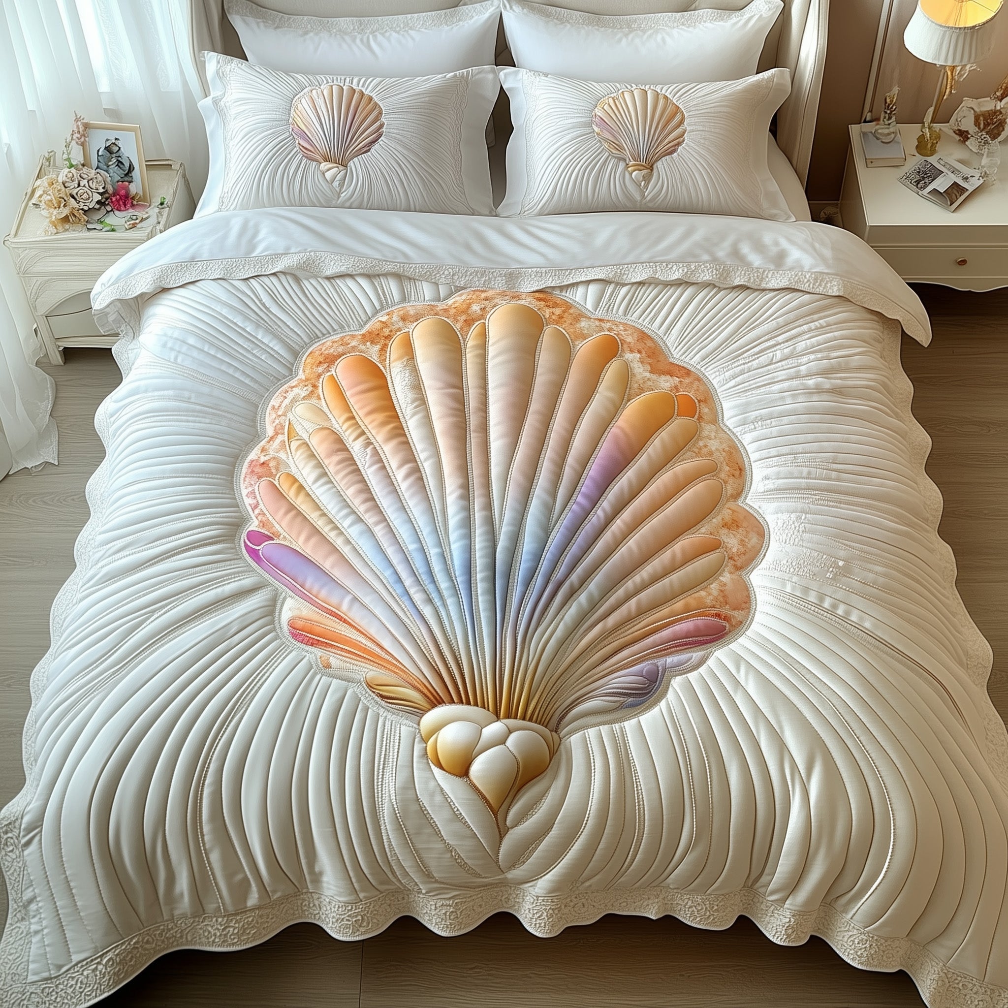 Sea Breeze Quilted Bedding Set Duvet Cover Bedspread Ocean Themed Gift