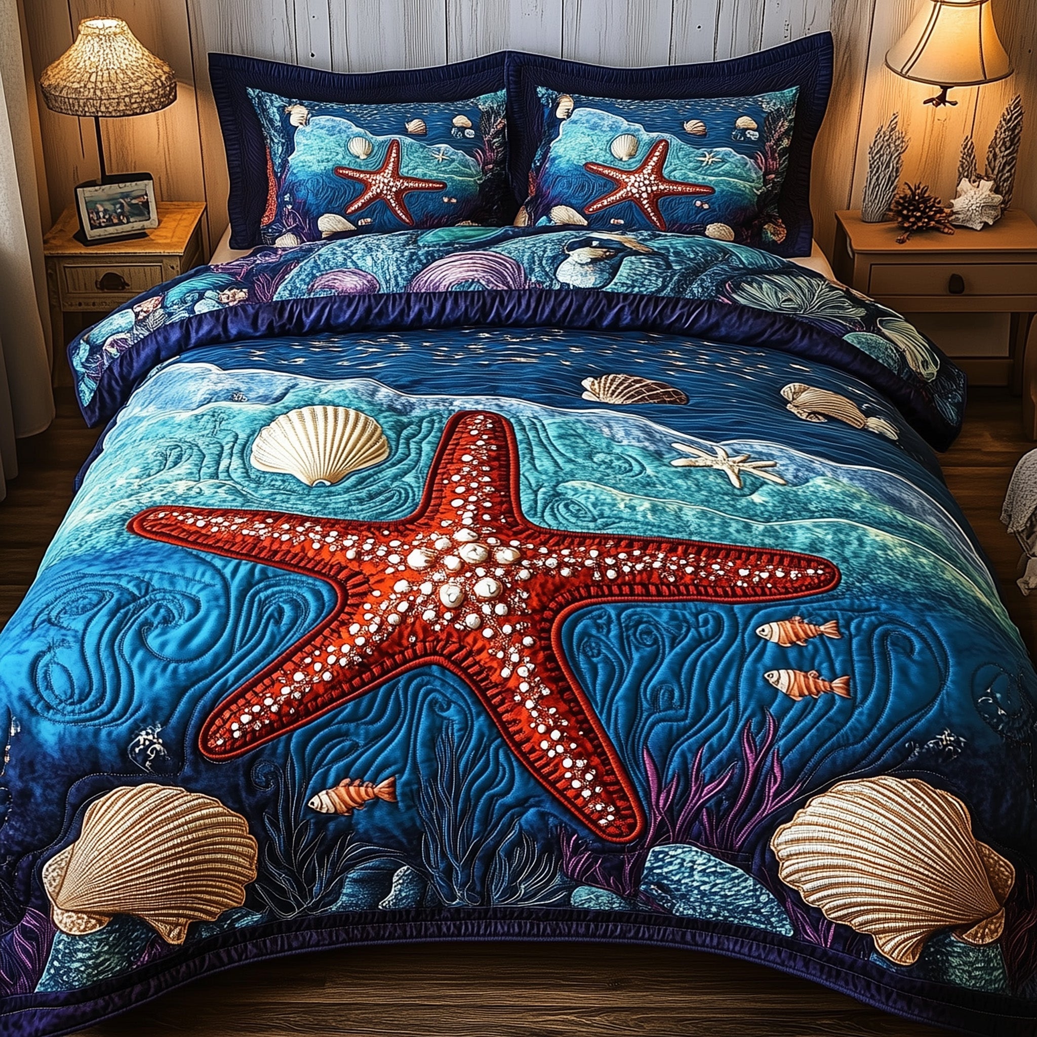 Sea Breeze Quilted Bedding Set Elegant Bedding
