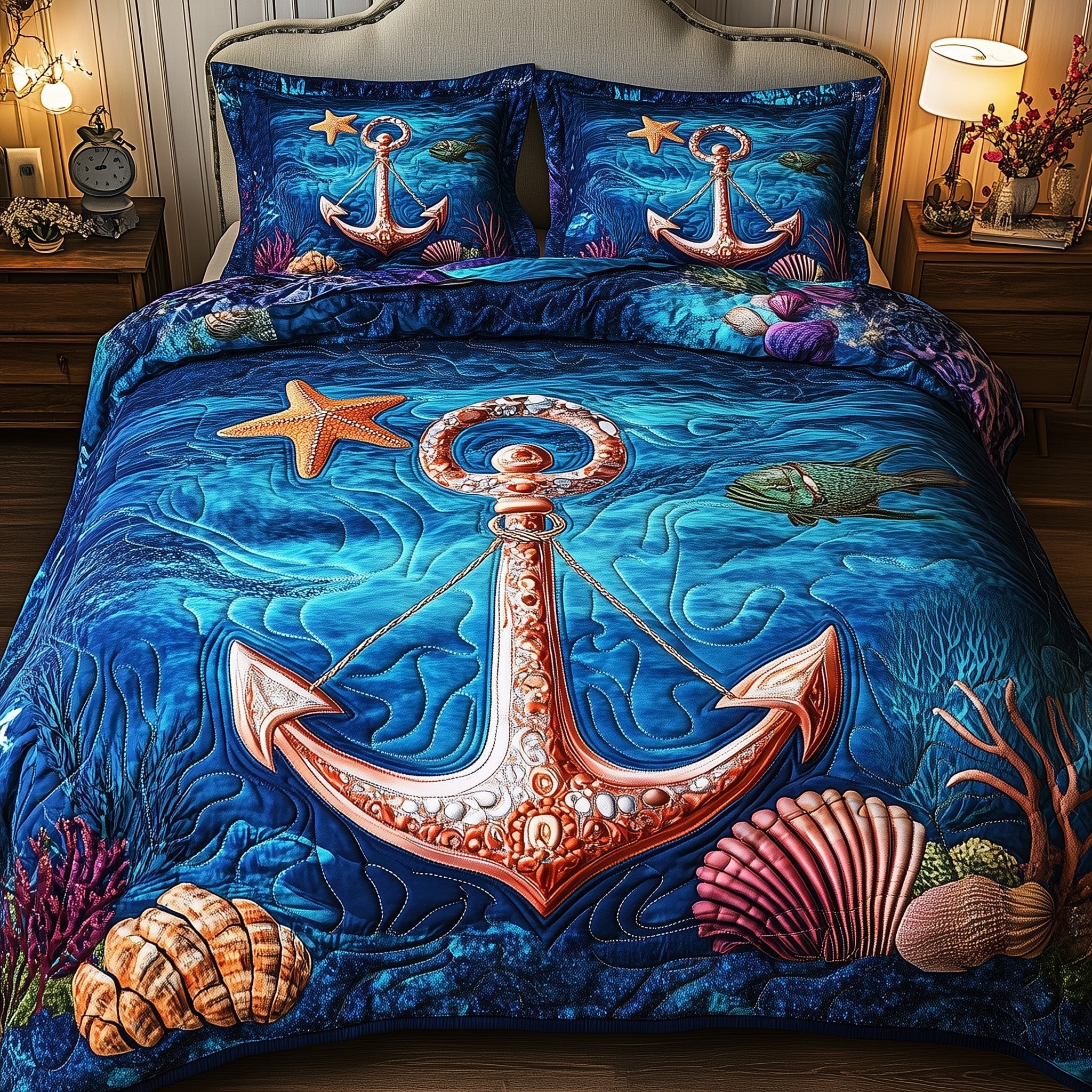 Sea Breeze Quilted Bedding Set For Men