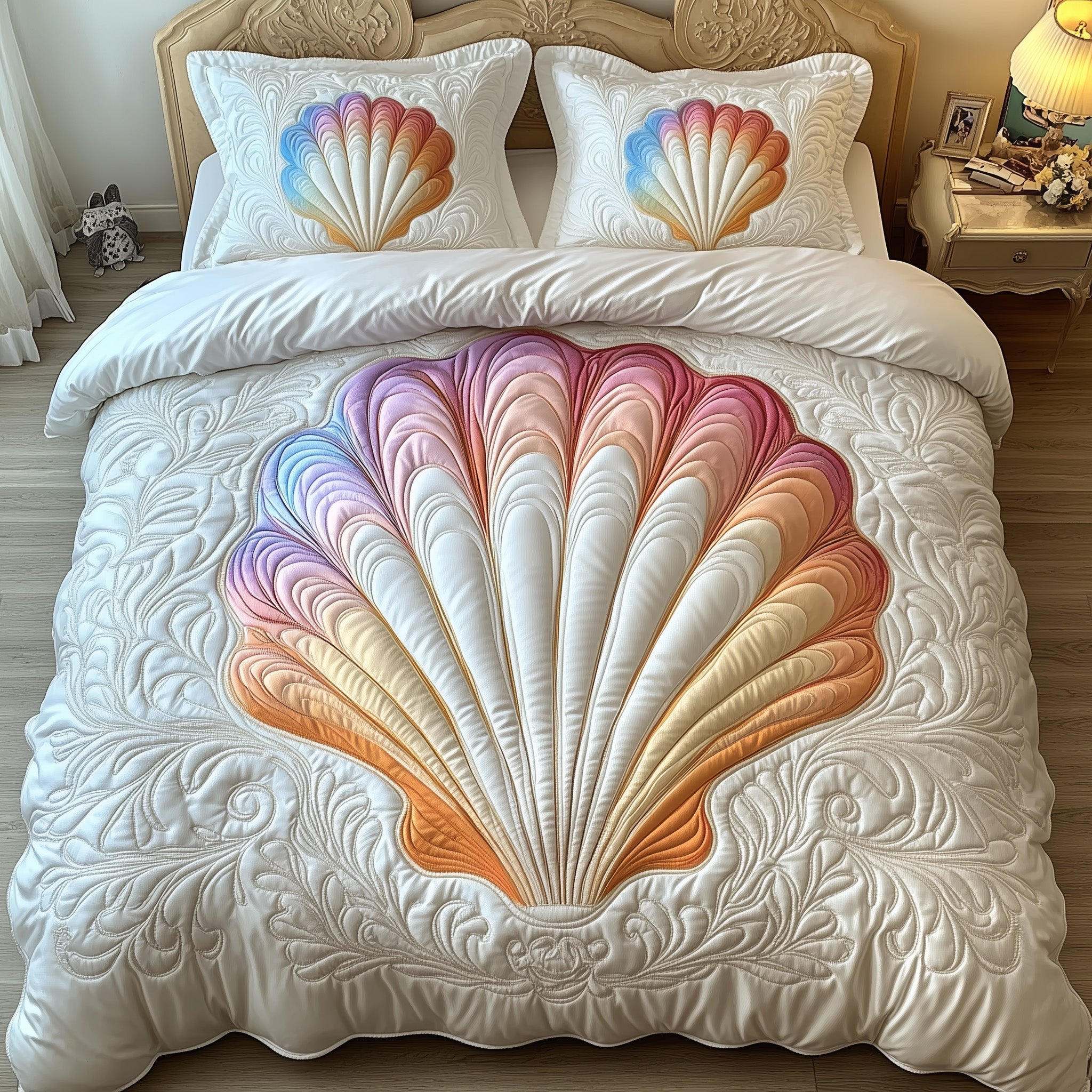 Sea Breeze Quilted Bedding Set Geometrical Pattern