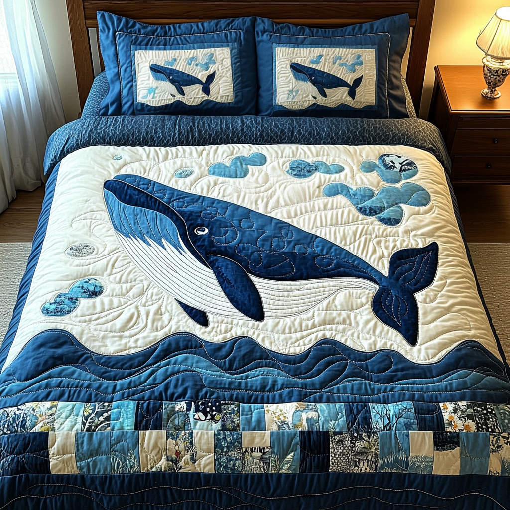 Sea Breeze Quilted Bedding Set Luxury Bedding Set with Pillow Covers Included