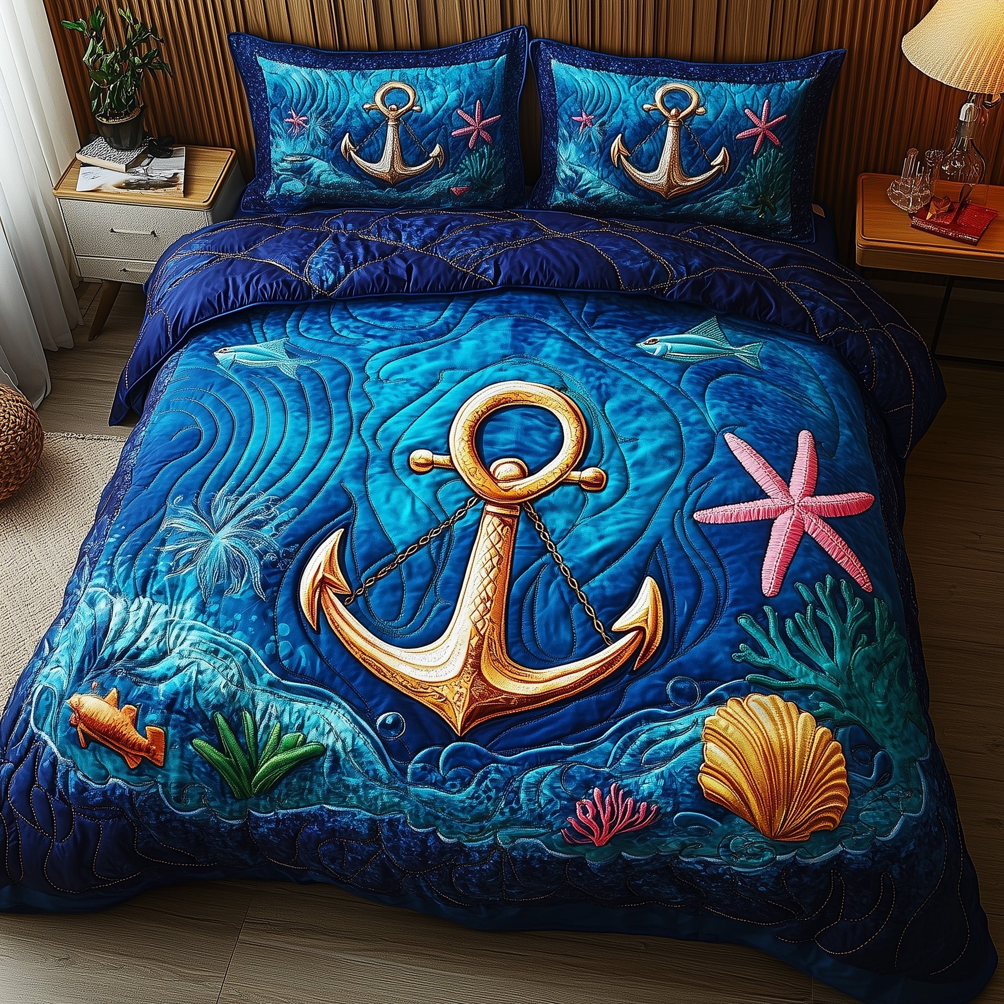 Sea Breeze Quilted Bedding Set Stylish Home Decor