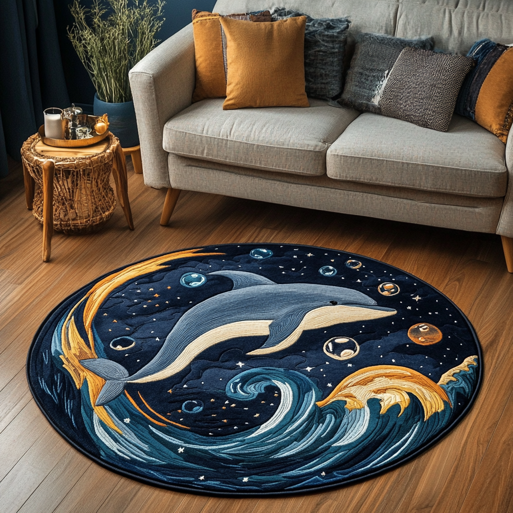 Sea Breeze Quilted Round Mat Door Entrance Decor Fishing Christmas Gifts