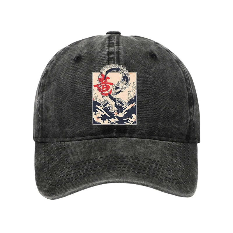 Sea Dragon Japanese Washed Hat Japanese Art Pattern Best Cap Perfect Gift Ideas