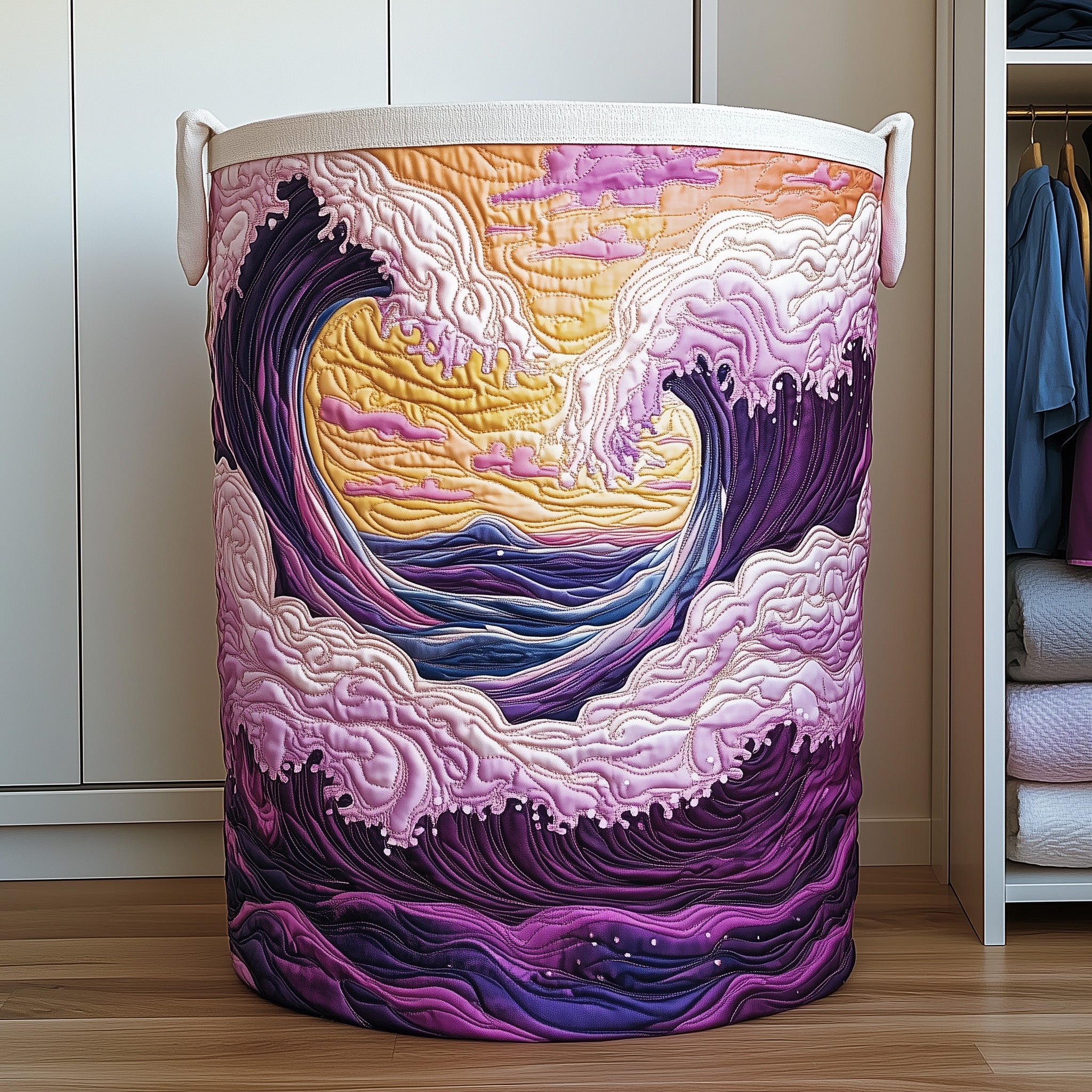 Sea Foam Quilted Laundry Basket Ocean Themed Gift Ideas