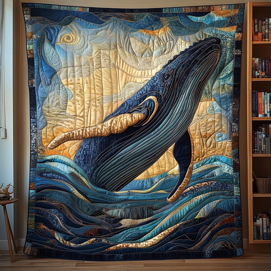 Sea Giant Dance Quilted Blanket Nice Throw Blanket Whale Gifts For Him Her