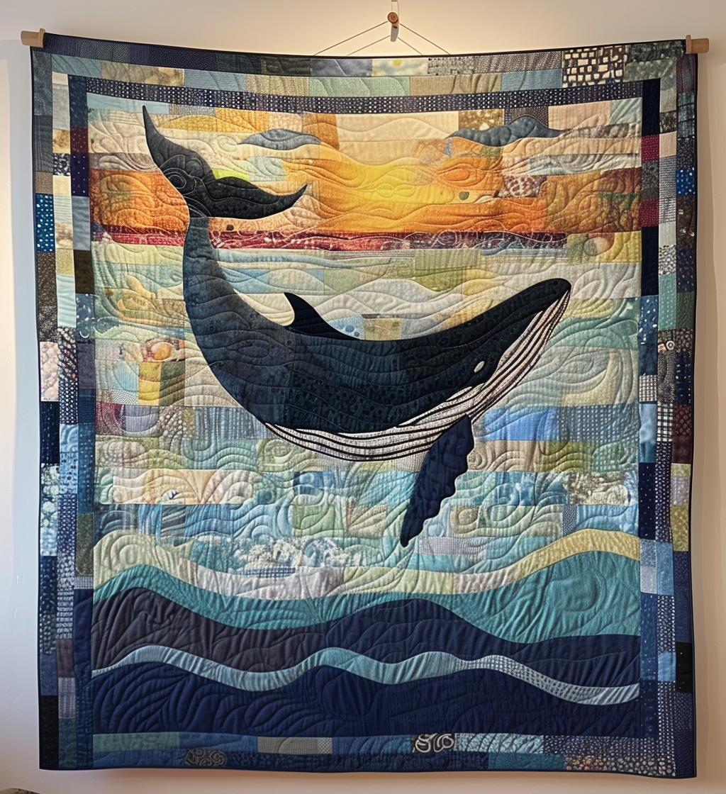 Sea Giant's Journey Quilted Blanket Whale Gifts For Adults