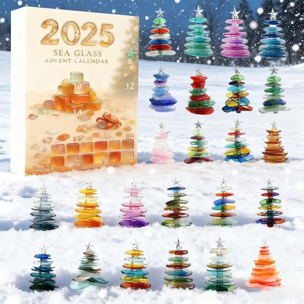 Sea Glass Advent Calendar Christmas Countdown Calendar Xmas Home Decor Gift Ideas