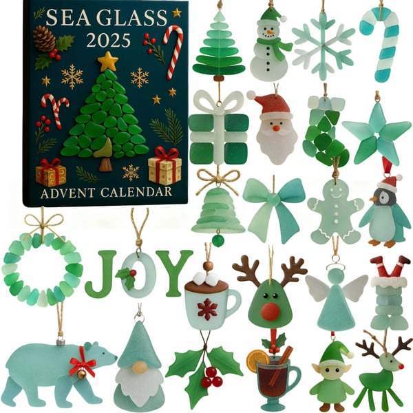 Sea Glass Christmas Ornaments Advent Calendar 2025 Christmas Countdown Xmas Gifts For Kids