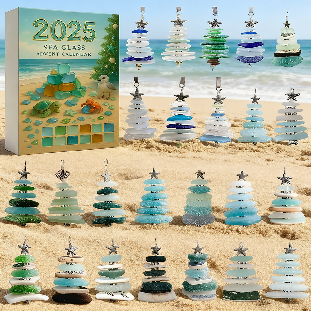 Sea Glass Christmas Tree Advent Calendar 2025 24 Day Christmas Countdown Gifts For Sea Lovers